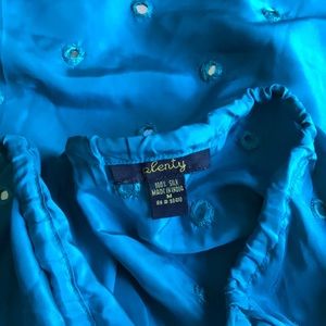 Vintage silk teal mirrored skirt